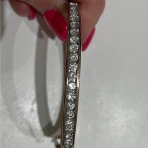 Elegant Silver Crystal Bangle